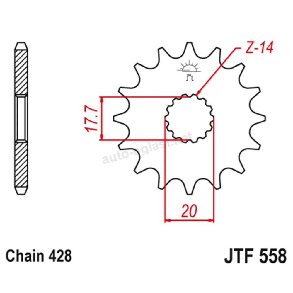 Lančanik prednji JT  JTF558-14 (428)14 zuba