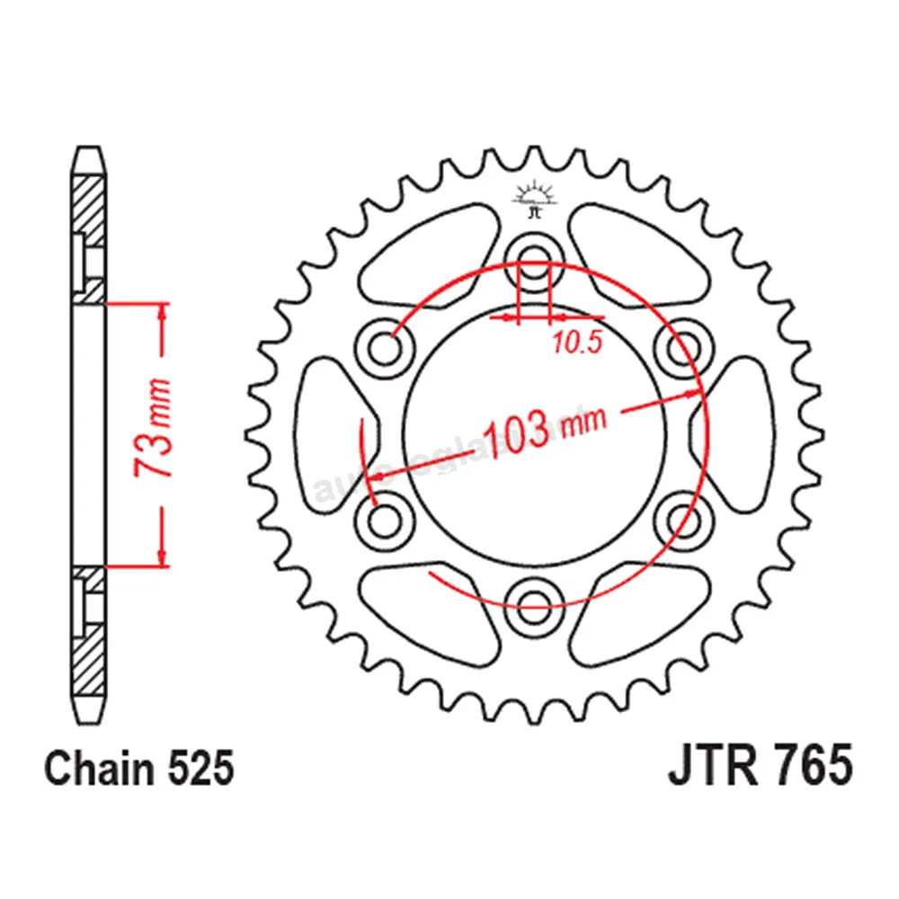 Lančanik zadnji JT JTR765-42ZBK (525) 42 zuba Multistrada V4