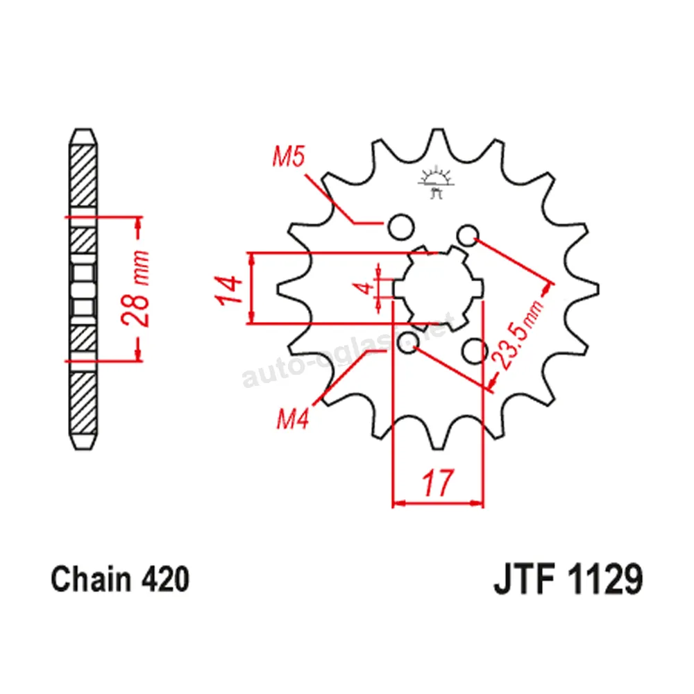 Lančanik prednji JT JTF1129-13 (420)13 zuba – zamena za JTF1128