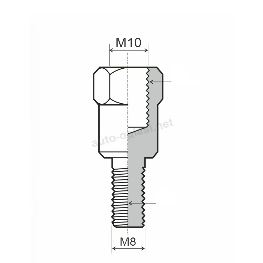 Adapter za retrovizor univerzalni sa M10 x1,25mm na M8 x 1,25 mm desni navoj RMS