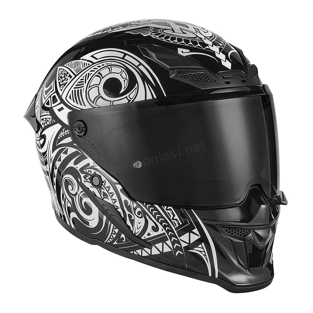 Kaciga NOX EXKLUSIV GOLIATH MAORI Full Face mat crno bela S