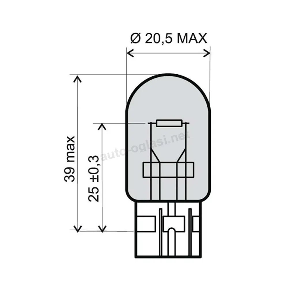 Sijalica 12V 21/5W ubodna T20 žuta RMS