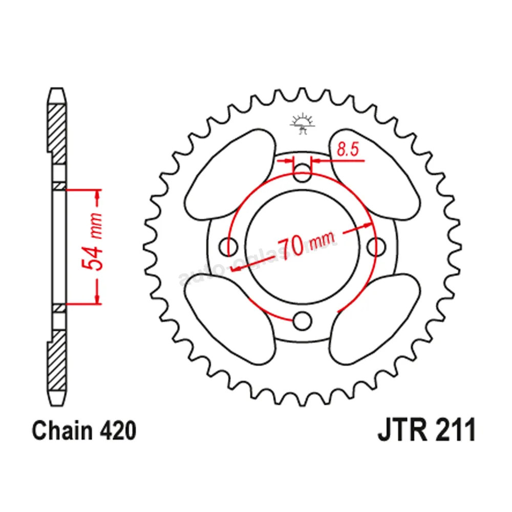 Lančanik zadnji JT  JTR211-42 (420) 42 zuba Tomos Daytona poštarski