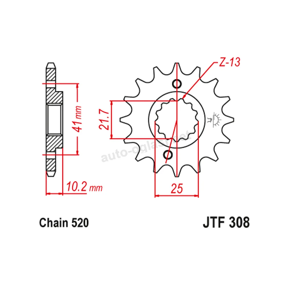 Lančanik prednji JT  JTF308-15RB (520)15 zuba