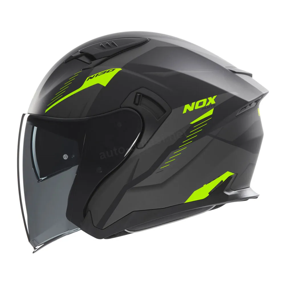 Kaciga NOX Jet N130 MYST mat crno žuta M