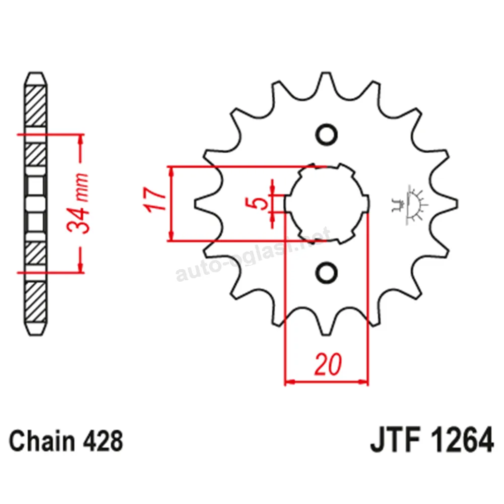 Lančanik prednji JT JTF1264-17-50-15027 (428) 17 zuba