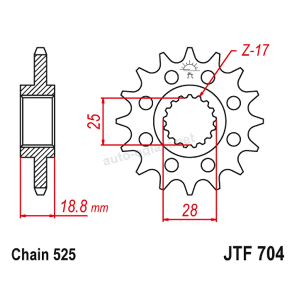 Lančanik prednji JT JTF704-17-50-29020 (525)17 zuba