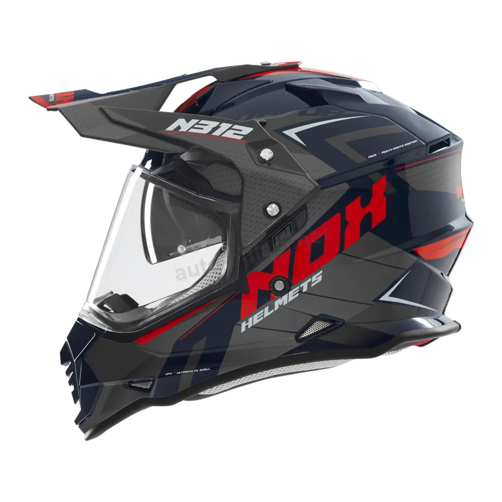 Kaciga NOX Enduro sa vizirom N312 VAPOR crveno plava XL