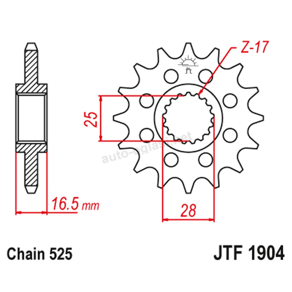 Lančanik prednji JT  JTF1904-16RB (525)16 zuba