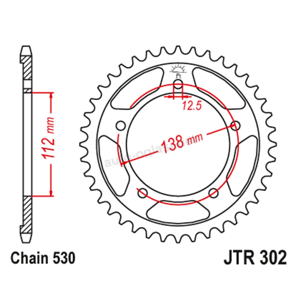 Lančanik zadnji JT JTR302-44ZBK (530) 44 zuba