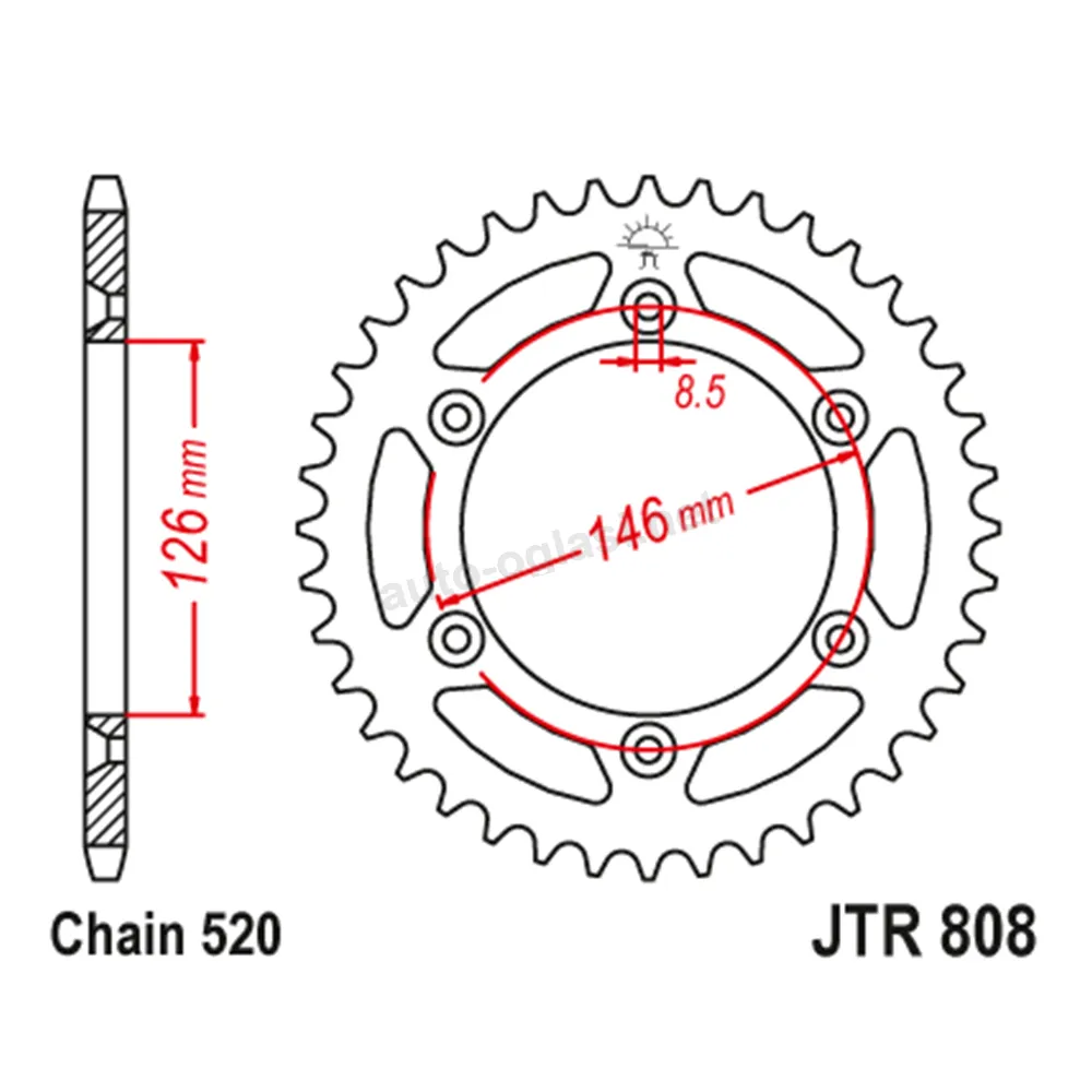 Lančanik zadnji JT JTR808-51 (520) 51 zub
