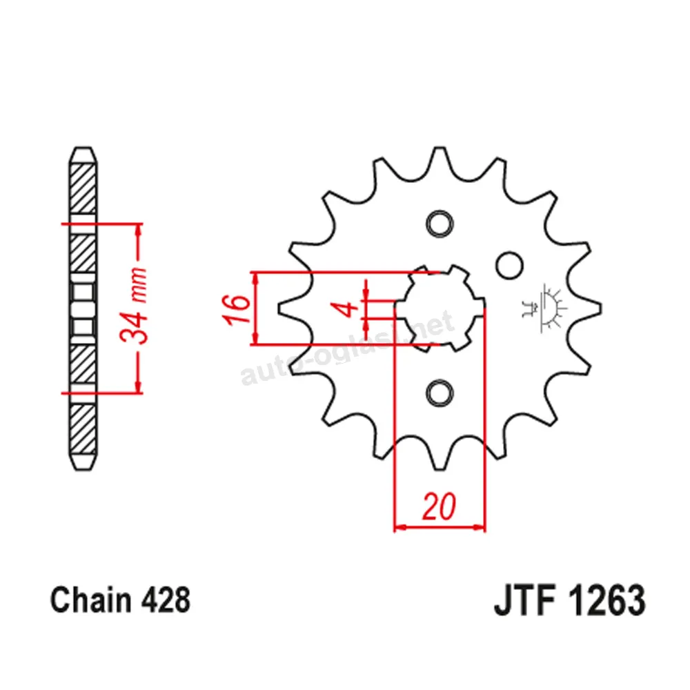 Lančanik prednji JT  JTF1263-16-50-15013 (428)16 zuba