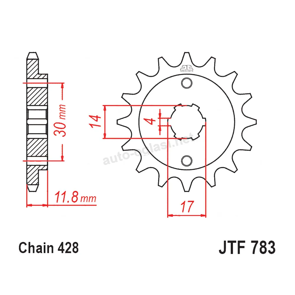 Lančanik prednji JT JTF783-14 (428) 14 zuba