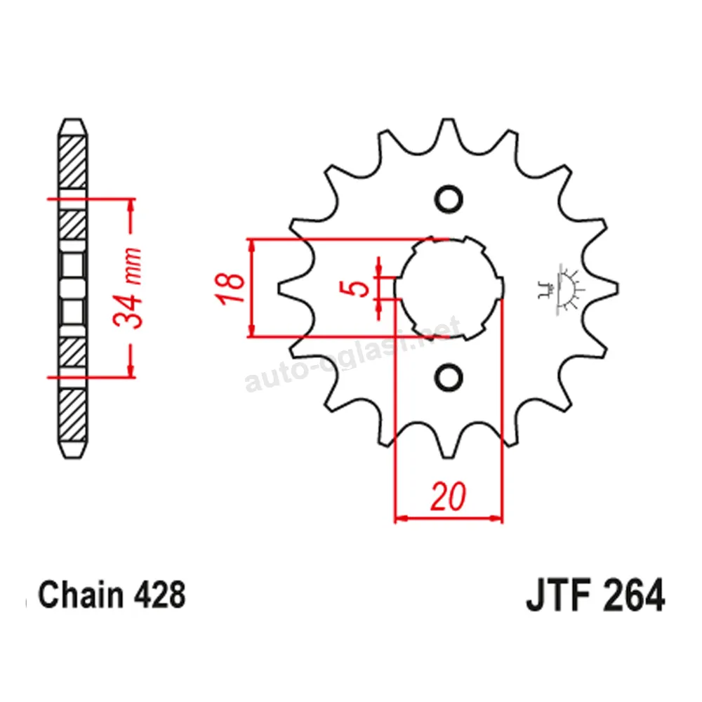 Lančanik prednji JT JTF264-16 (428) 16 zuba