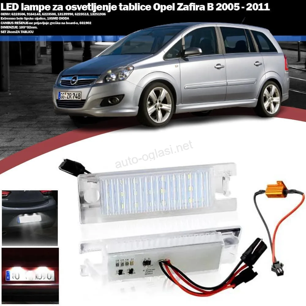 Opel zafira b led lampe za tablicu