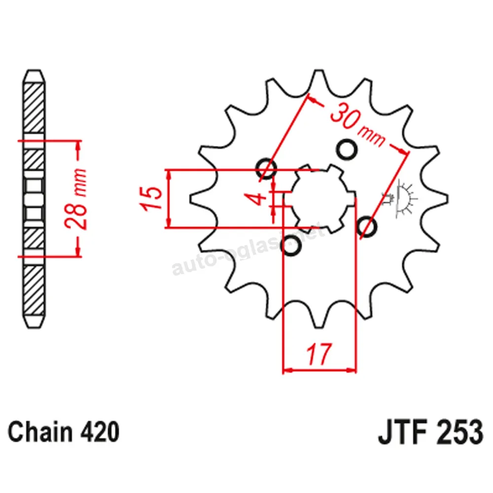 Lančanik prednji JT  JTF253-13 (420)13 zuba Kineski Cross / ATV