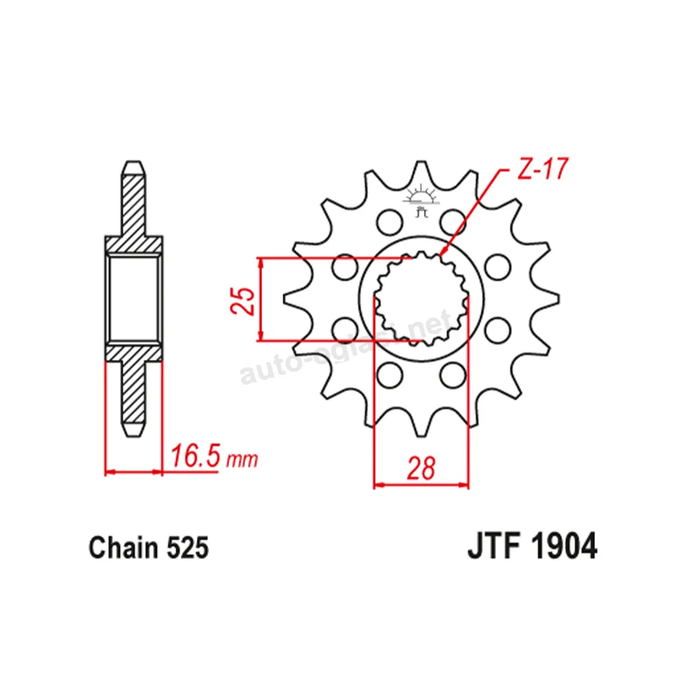 Lančanik prednji JT JTF1904-17RB (525) 17 zuba