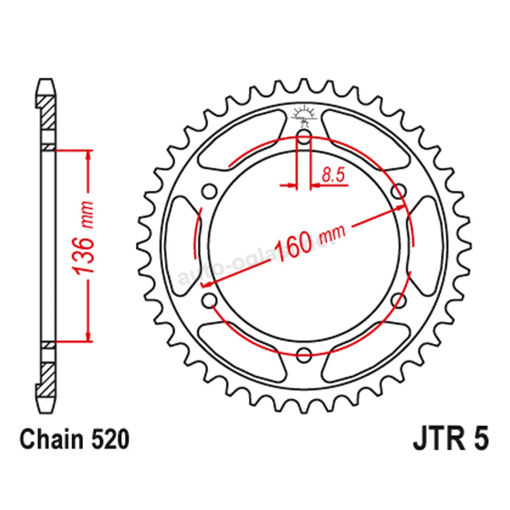 Lančanik zadnji JT JTR5-47-50-32050 (520) 47 zuba