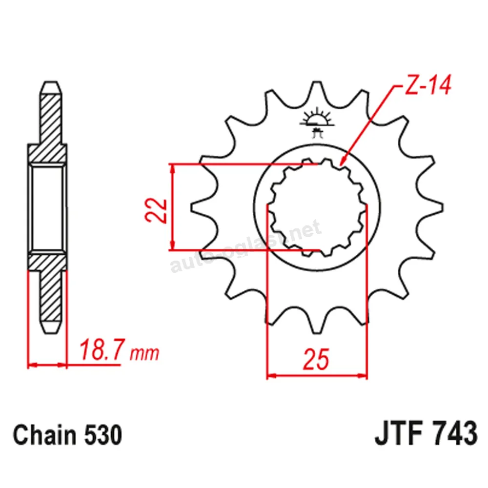Lančanik prednji JT  JTF743-15 (530)15 zuba