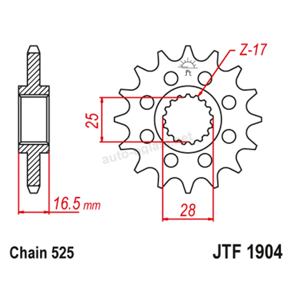 Lančanik prednji JT JTF1904-17 (525) 17 zuba