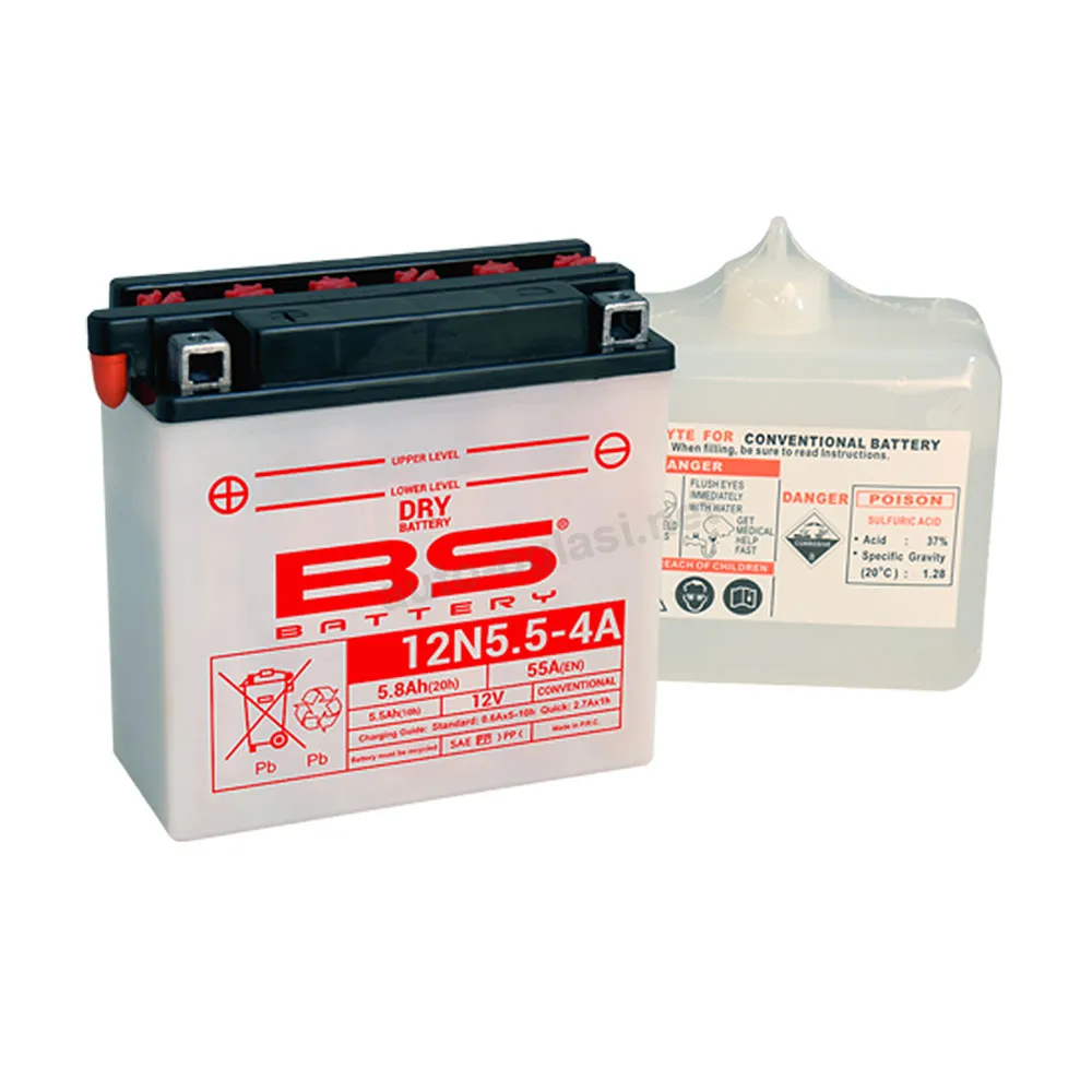Akumulator BS 12V 5.5Ah sa kiselinom 12N5.5-4A levi plus (135x60x130) 55A