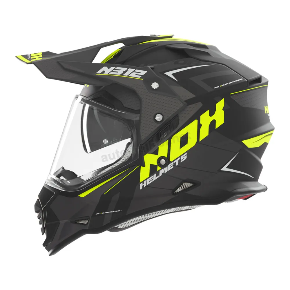 Kaciga NOX Enduro sa vizirom N312 VAPOR mat crno žuta 2XL