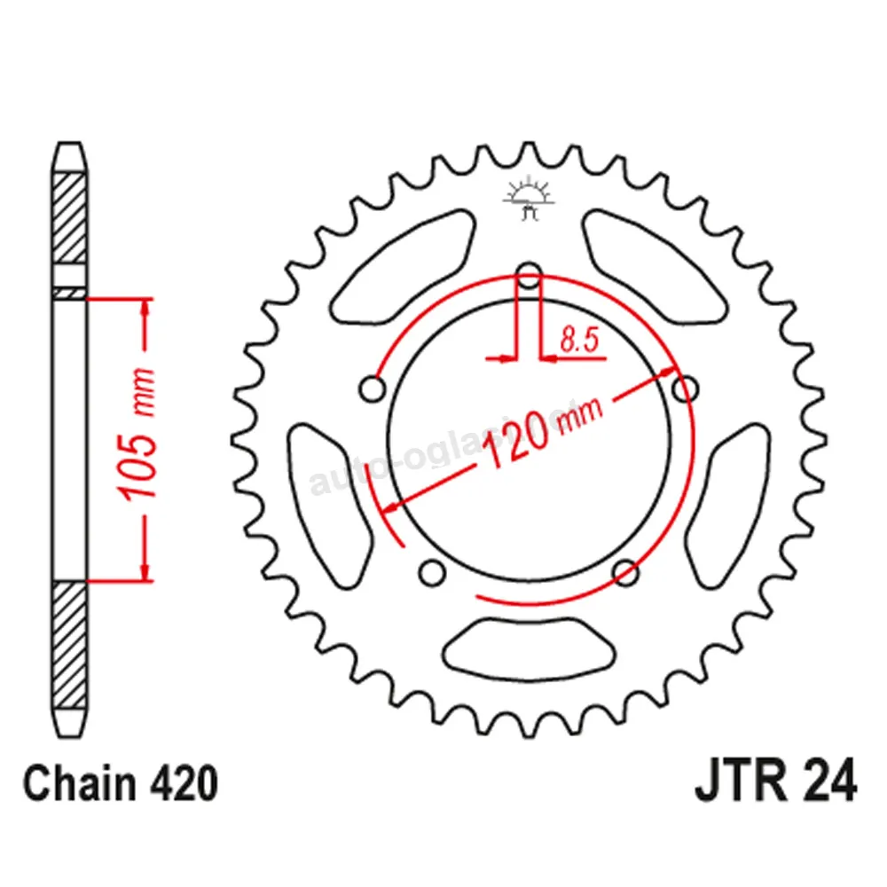 Lančanik zadnji JT JTR24-51-50-13016 (420) 51 zub