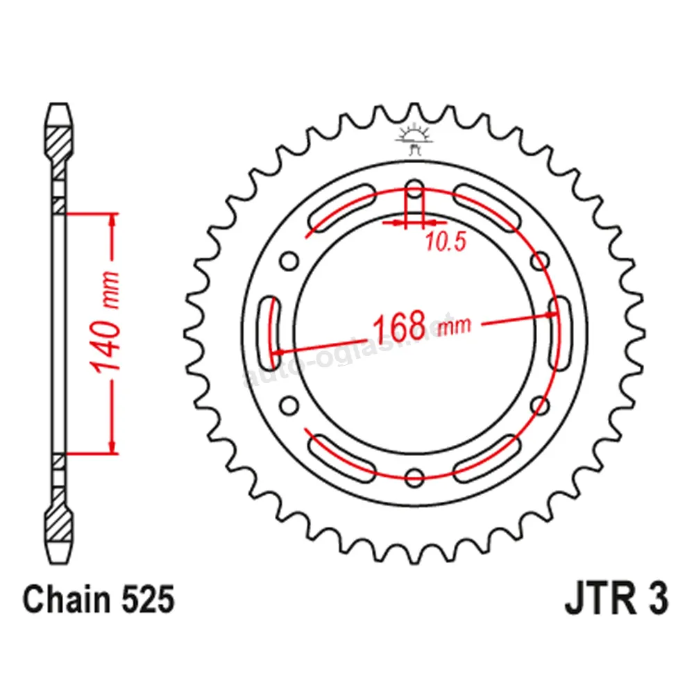 Lančanik zadnji JT JTR3-47 (525) 47 zuba