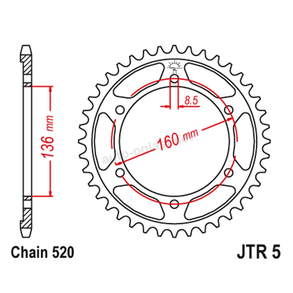 Lančanik zadnji JT JTR5-40 (520) 40 zuba