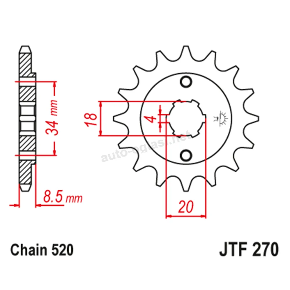 Lančanik prednji JT  JTF270-14-50-32027 (520)14 zuba
