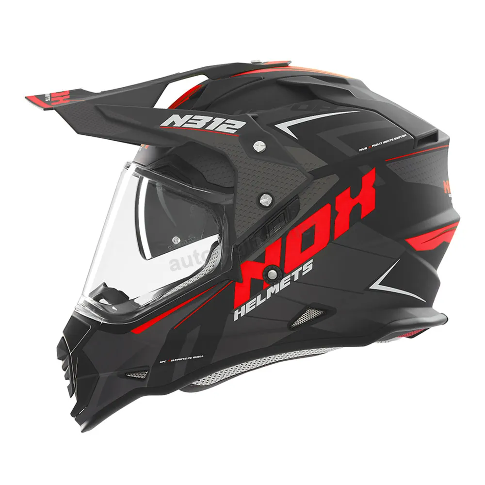 Kaciga NOX Enduro sa vizirom N312 VAPOR mat crno crvena XL