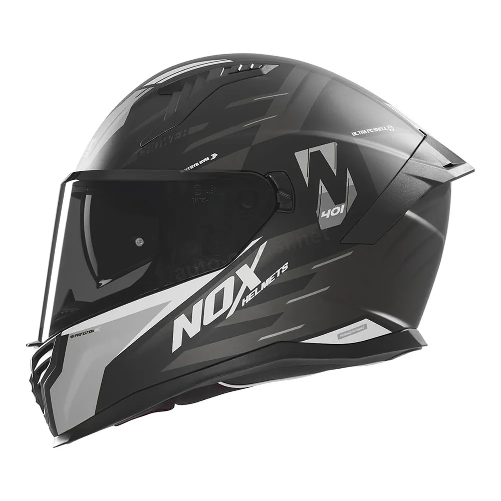 Kaciga NOX Full Face sa naočarima N401 CROWER  mat crno srebrna M