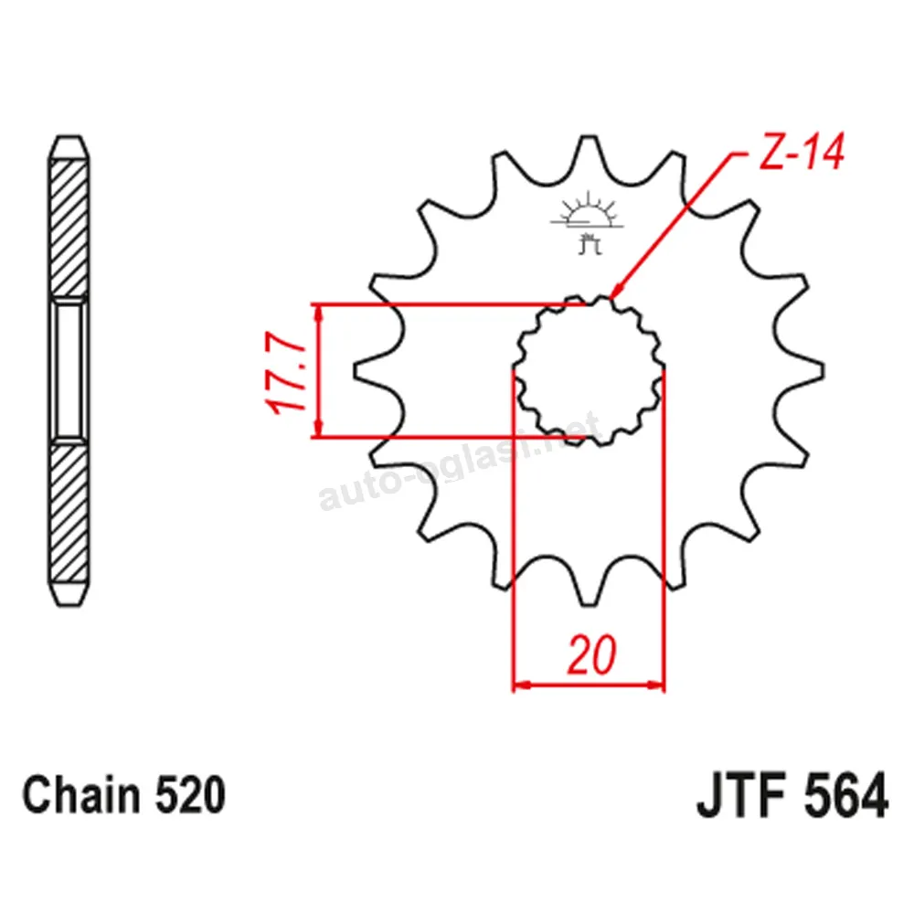 Lančanik prednji JT  JTF564-13 (520)13 zuba