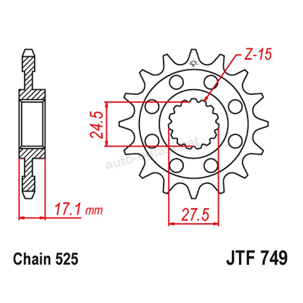 Lančanik prednji JT JTF749-16 (525) 16 zuba